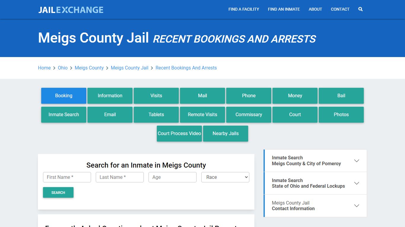 Meigs County Jail OH Recent Arrests and Bookings - Jail Exchange